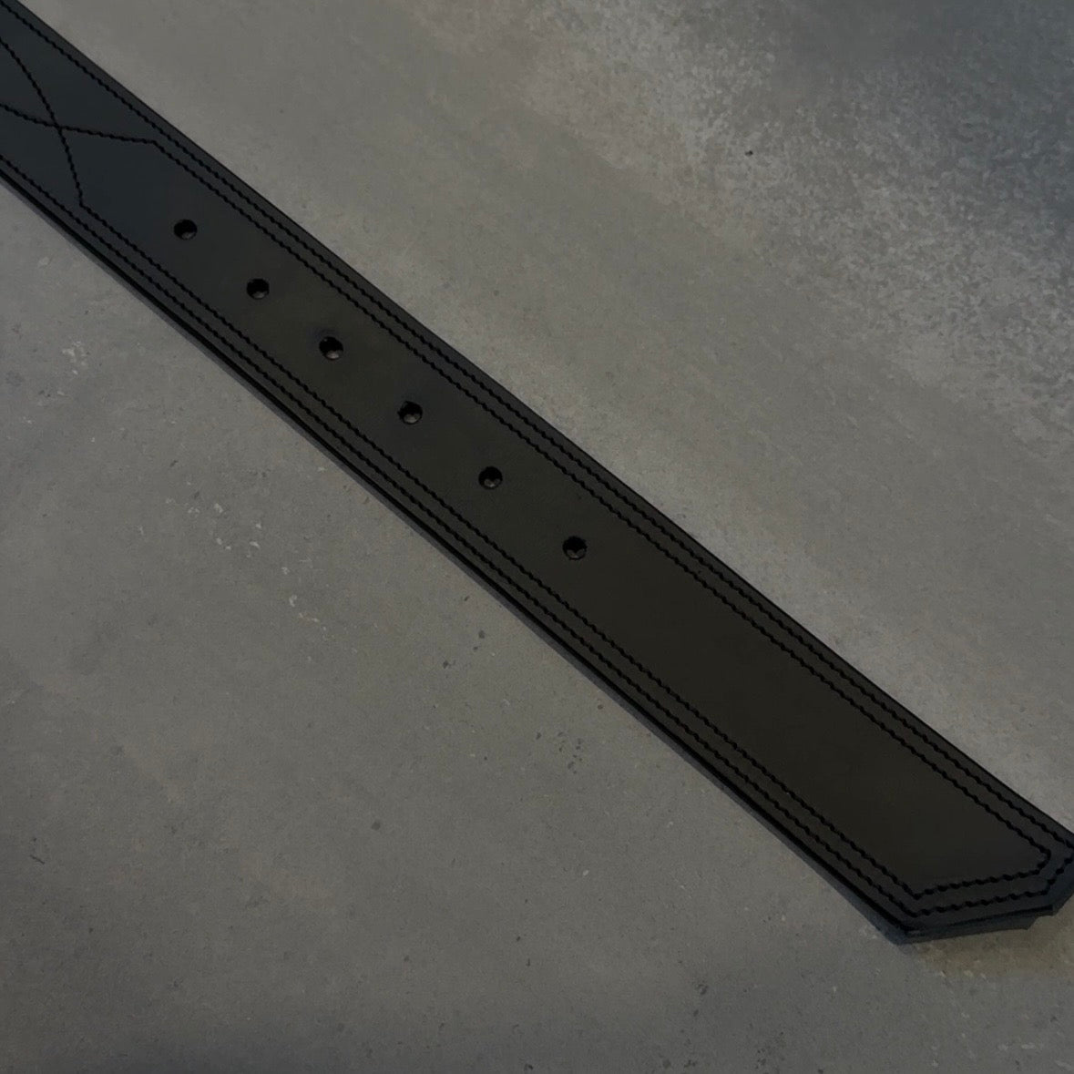 Stitched Leather Belt - 1.5" - Black