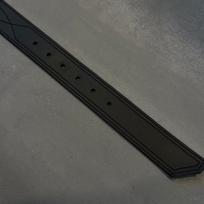 Stitched Leather Belt - 1.5" - Black