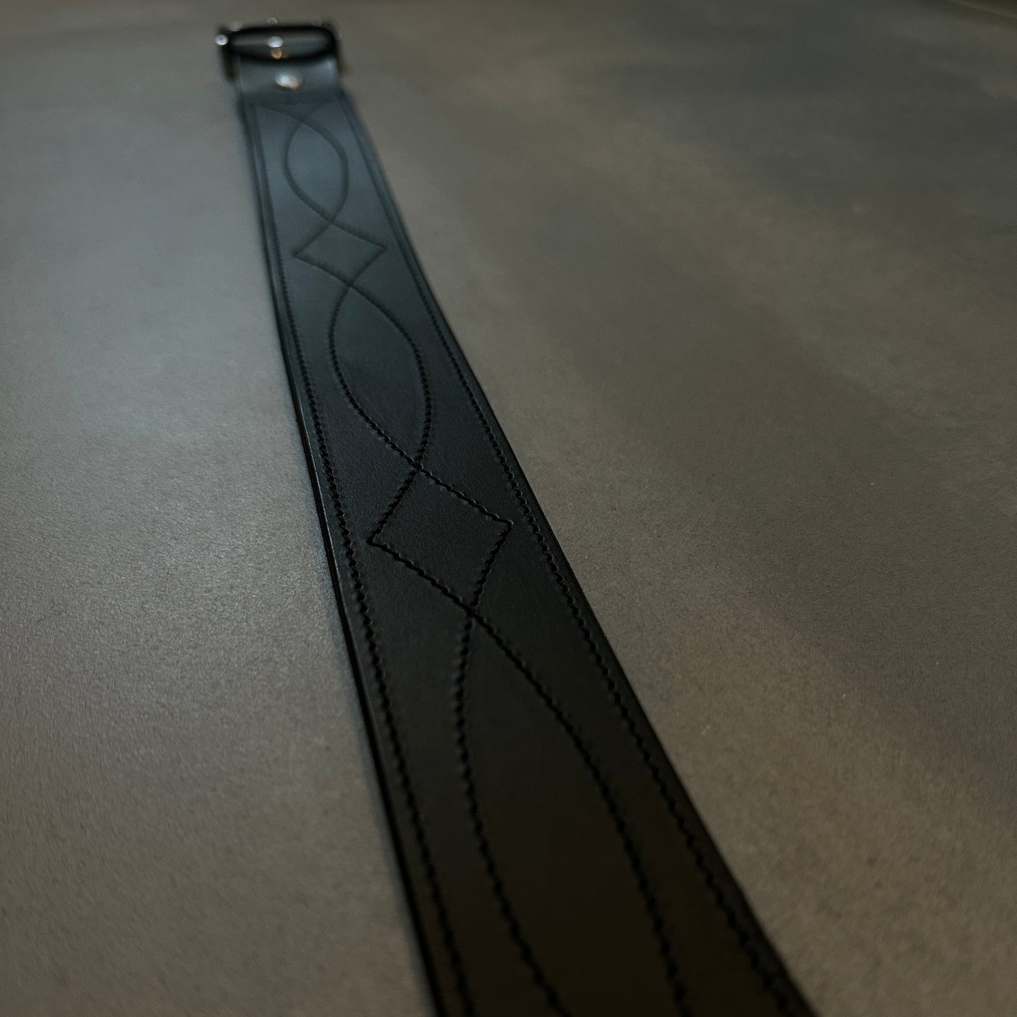 Stitched Leather Belt - 1.5" - Black